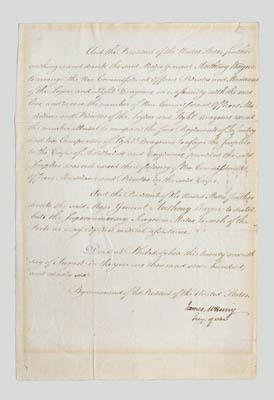 Appraisal: James McHenry signed document manuscript page of orders from George