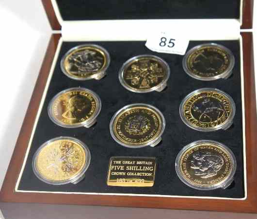 Appraisal: A cased proof set of shilling crowns pieces