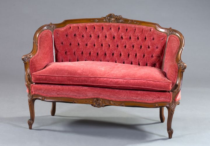 Appraisal: Diminutive Fruitwood Settee early th century in the Louis XV