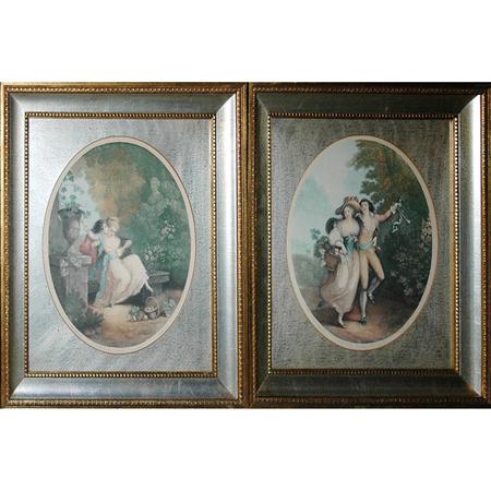 Appraisal: After Frederic Shall YOUNG LOVERS Two hand-colored color stipple engravings