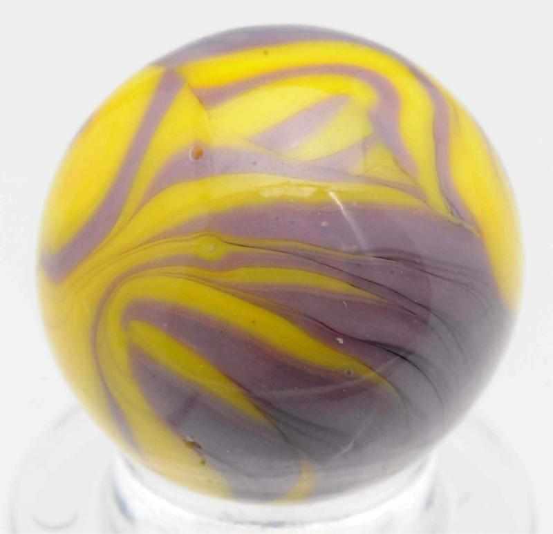 Appraisal: Christensen Agate Flame Marble Hard-to-find yellow base with lavender flames