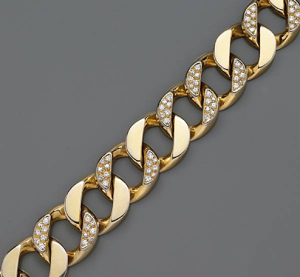 Appraisal: A diamond link bracelet estimated total diamond weight carats mounted