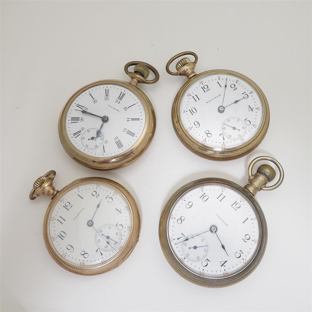 Appraisal: Antique Waltham open-face pocket watches gold-tone cases H to pcs