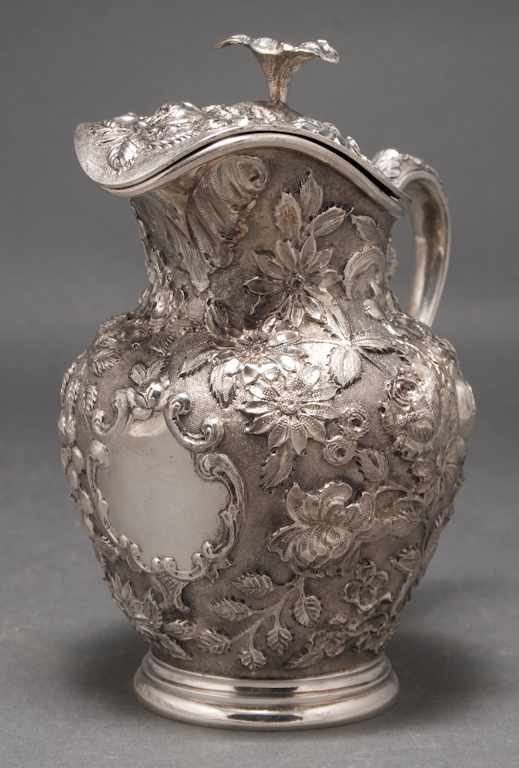 Appraisal: American repousse sterling silver syrup pitcher Schultz Baltimore early th