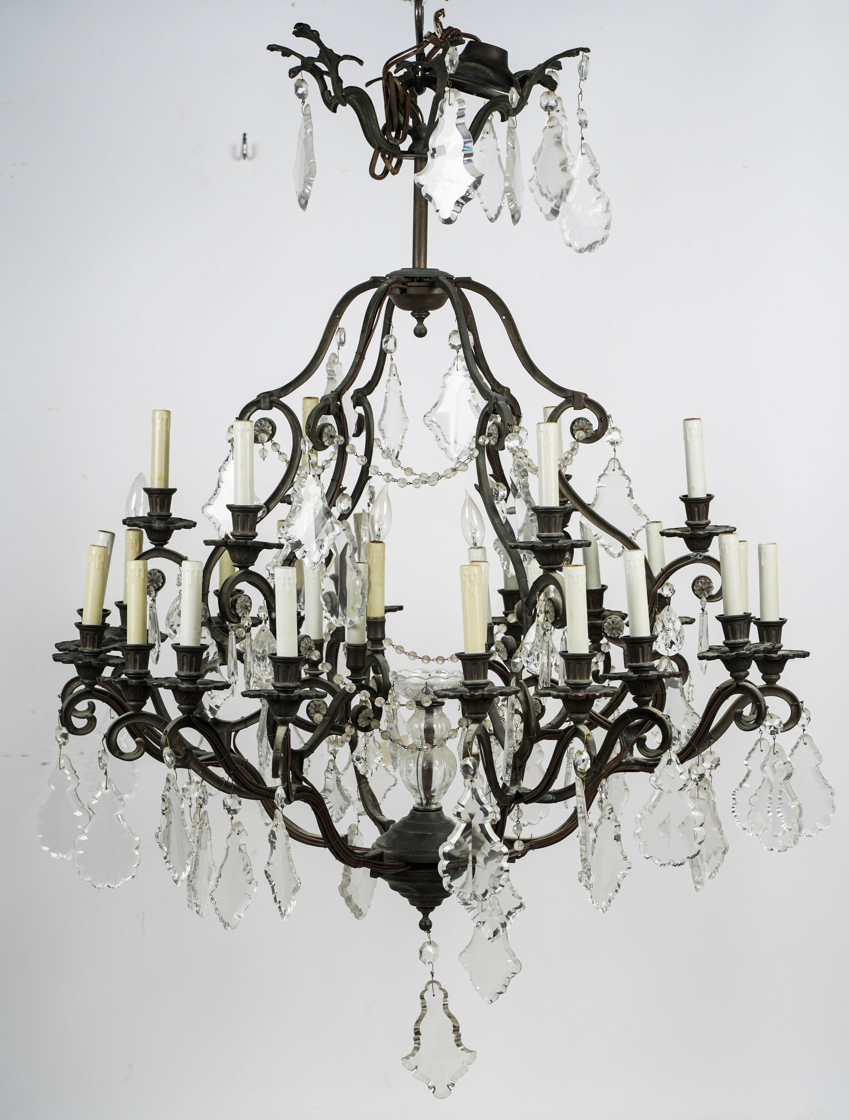 Appraisal: IRON CRYSTAL -LIGHT CHANDELIER Condition heavy oxidation Missing drops Some