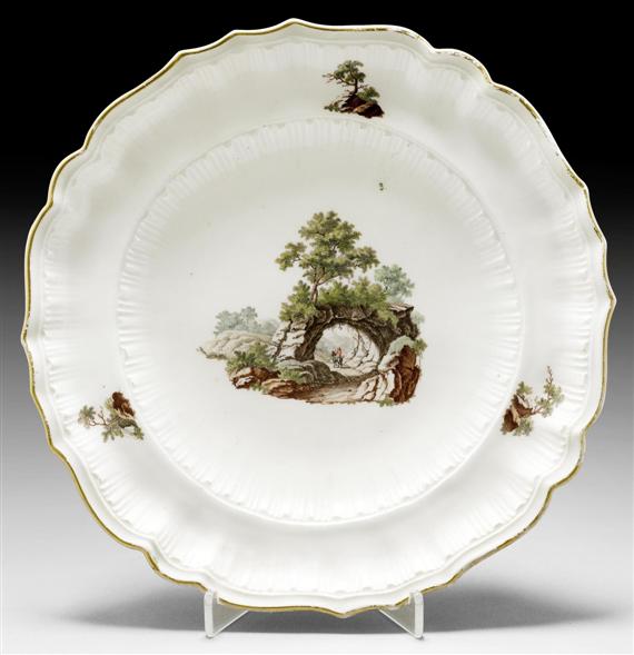 Appraisal: PLATE WITH LANDSCAPE PAINTING ZURICH CIRCA Underglaze blue mark Z