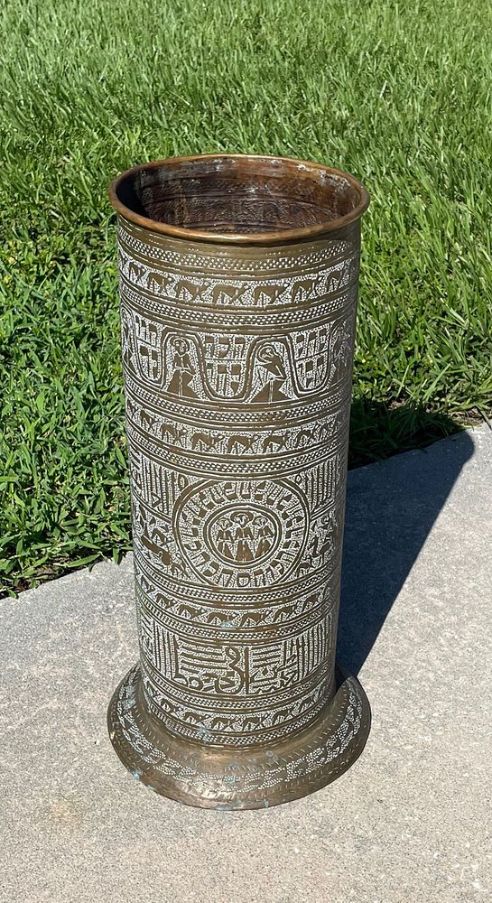 Appraisal: Antique Persian Umbrella Stand Antique Persian Umbrella Stand Height inches