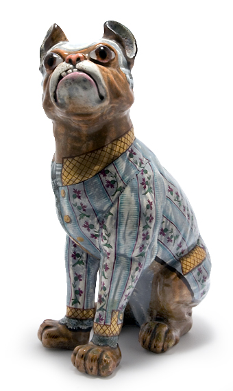 Appraisal: Galle Painted Faience Figure of a Pug Estimate -