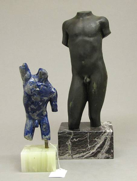 Appraisal: A bronze male nude torso and a sodalite male nude