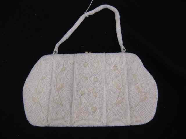 Appraisal: Vintage Beaded Purse seed pearl style floral designs