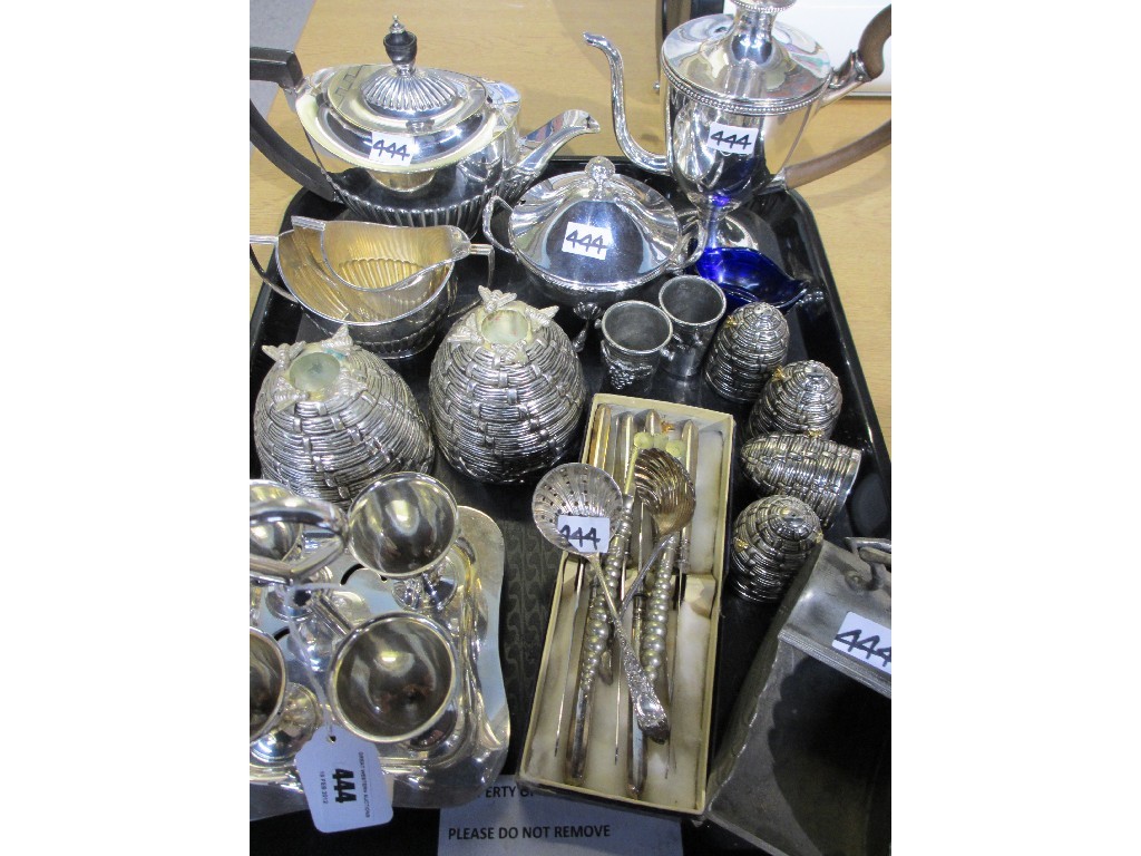 Appraisal: Tray lot of EP - tea service chocolate pot Egg