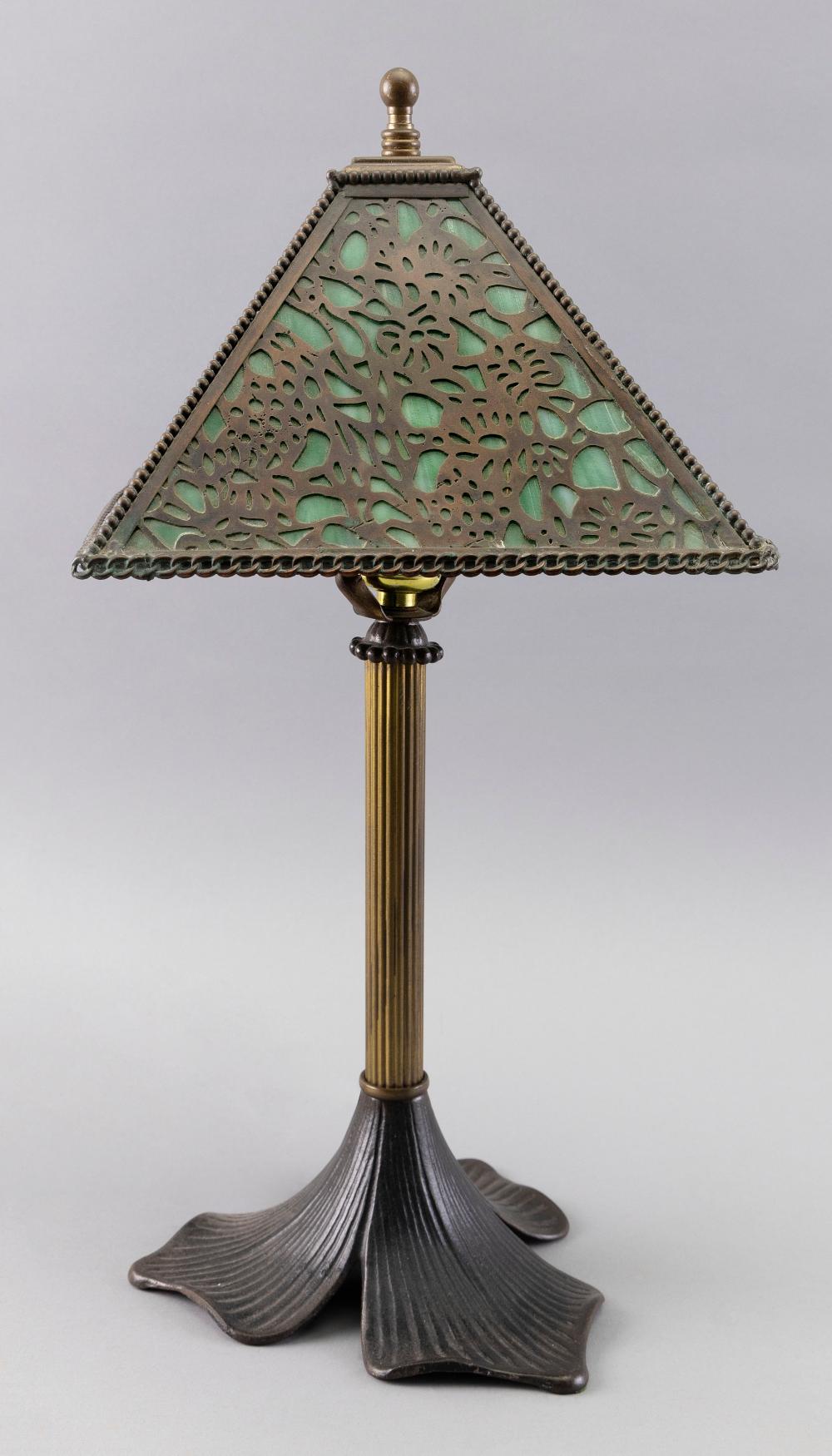 Appraisal: TIFFANY-STYLE TABLE LAMP EARLY TH CENTURY HEIGHT SHADE X TIFFANY-STYLE