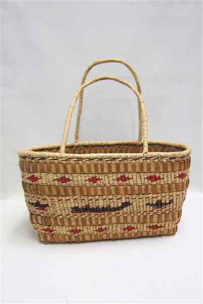 Appraisal: TULALIP INDIAN HANDLED BASKET hand woven by Agnes James of