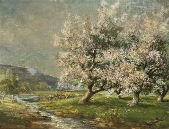 Appraisal: White Verner Moore Am - Country landscape with creek and