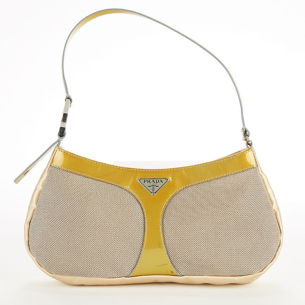 Appraisal: Prada Yellow and Ivory Handbag Purse Prada Italy Yellow and