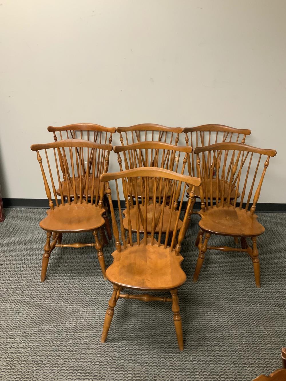 Appraisal: Set of Six Ethan Allen 'Nutmeg' Maple Comb-Back Side Chairs