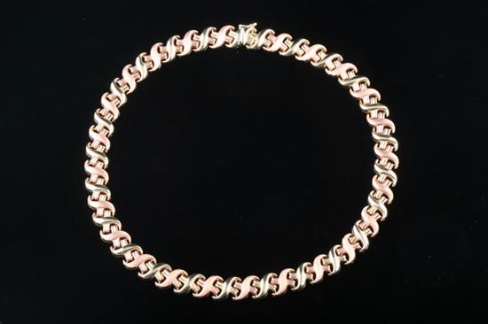 Appraisal: K YELLOW AND ROSE GOLD CHOKER NECKLACE Alternating S and