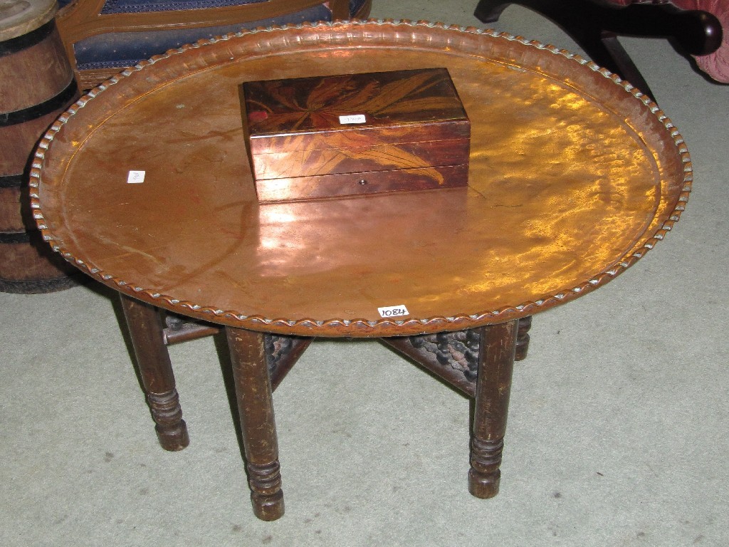 Appraisal: Penwork jewellery box and an Eastern table