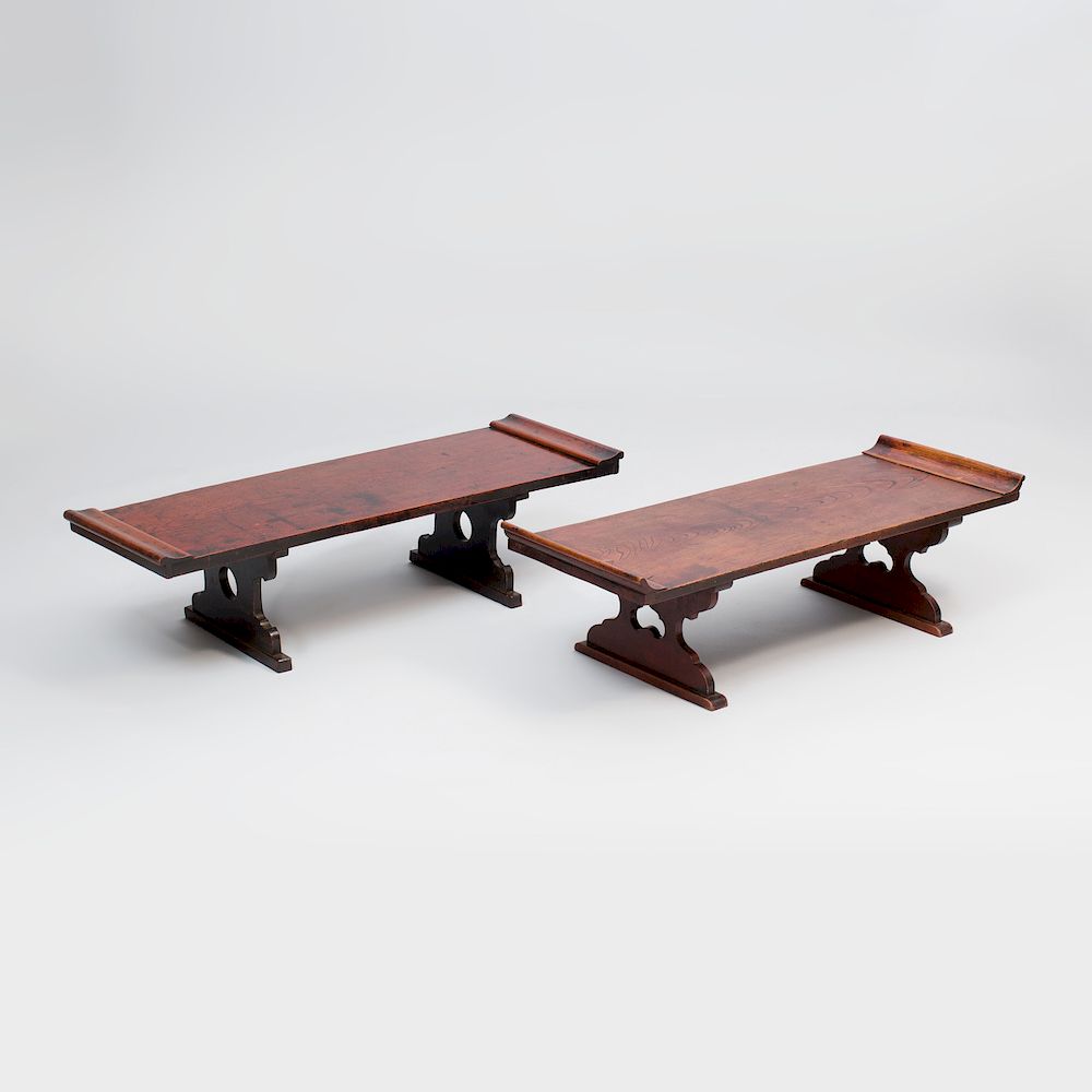 Appraisal: Two Japanese Elm Low Tables x x in x x