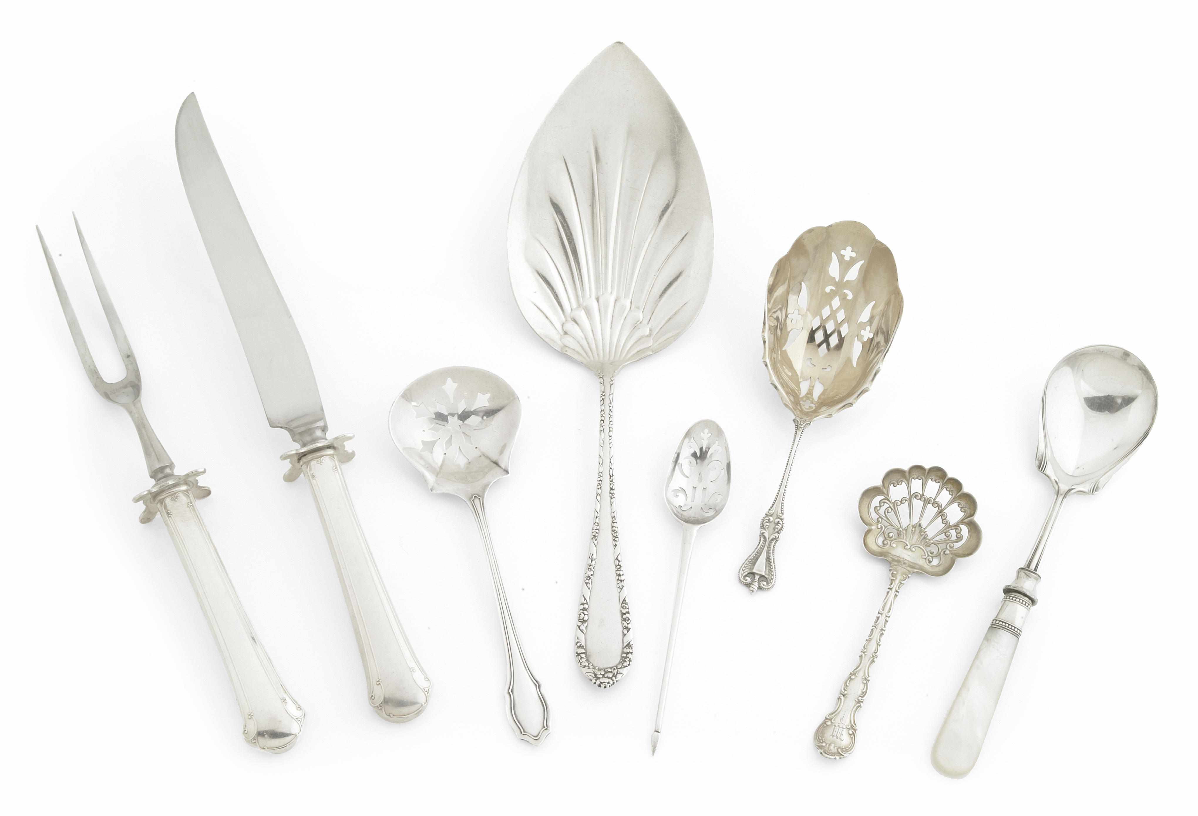 Appraisal: An assembled group of sterling and Continental silver flatware and