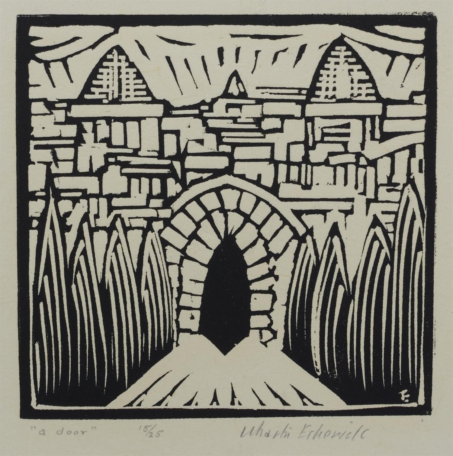 Appraisal: Wharton Esherick American - woodcut on handmade paper A Door