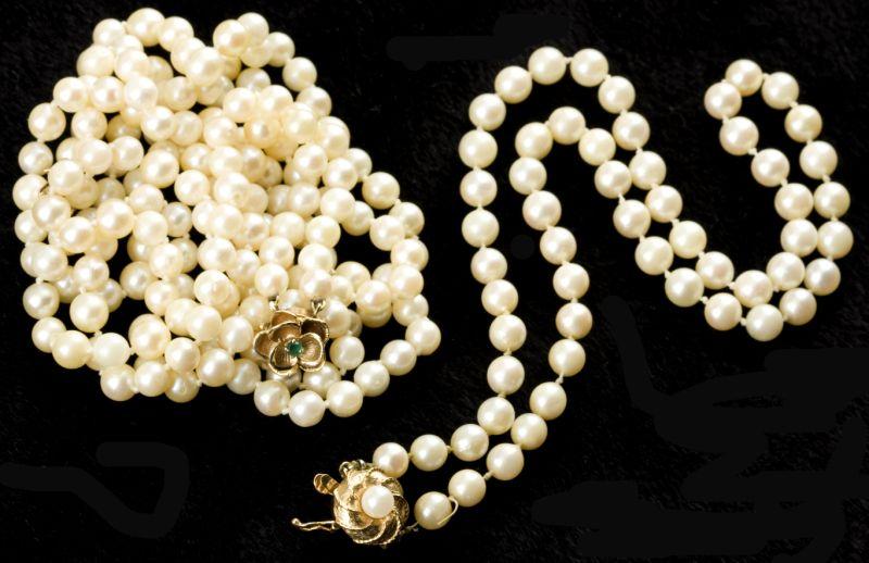 Appraisal: Two Akoya Pearl Necklaces the first a simple strand of