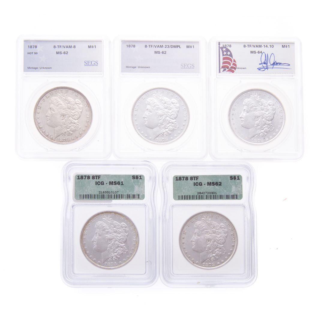 Appraisal: US - TF Morgan Dollars - Variety of holder TF