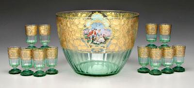 Appraisal: Large bowl matching tumblers large bowl with fine intaglio-cut decoration