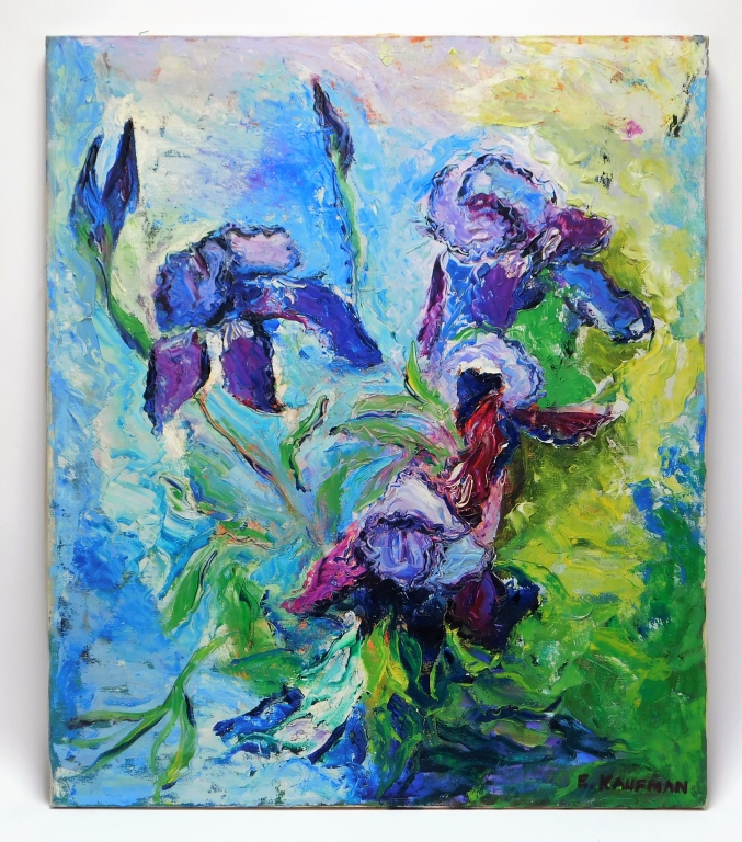 Appraisal: ELAINE KAUFMAN FEINER ABSTRACT FLOWER PAINTING New York - Heavily