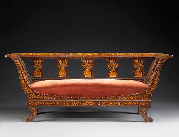 Appraisal: A Dutch Neoclassical walnut and marquetry settee first quarter th