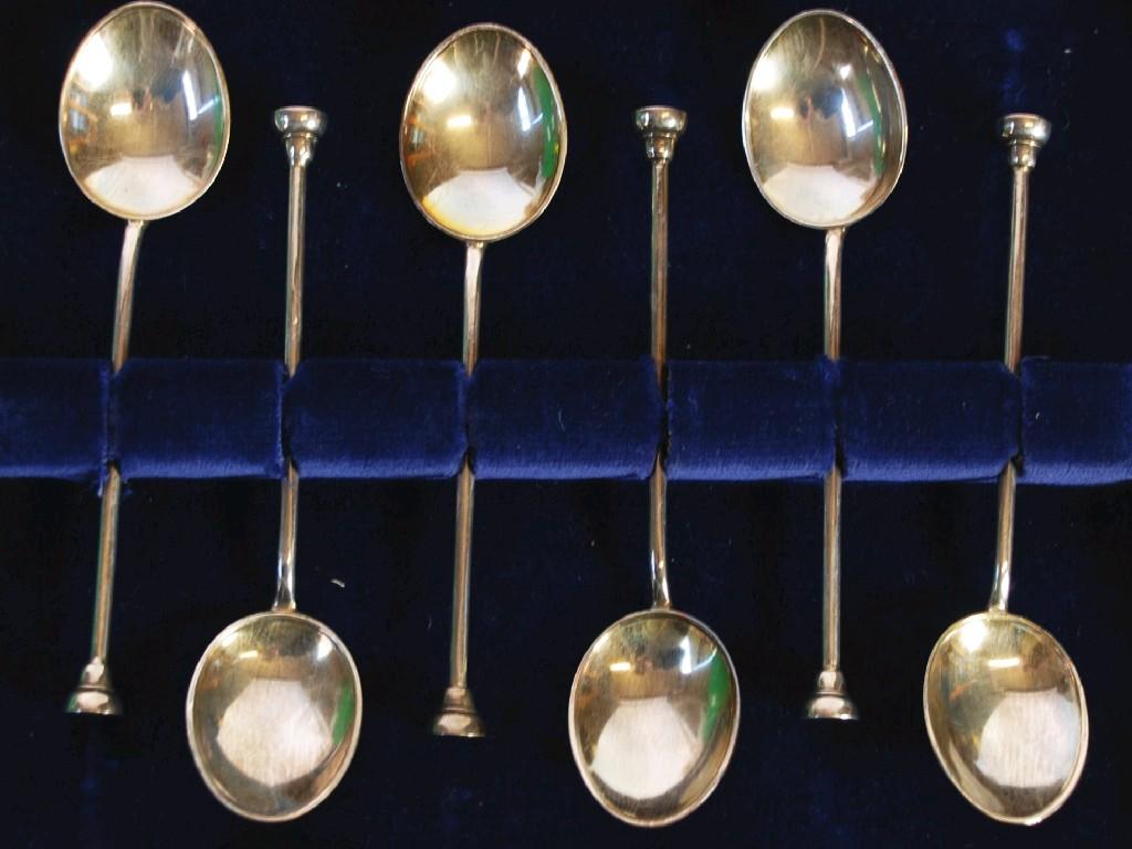 Appraisal: CASED SET OF SIX SILVER SEAL TOP COFFEE SPOONS cm