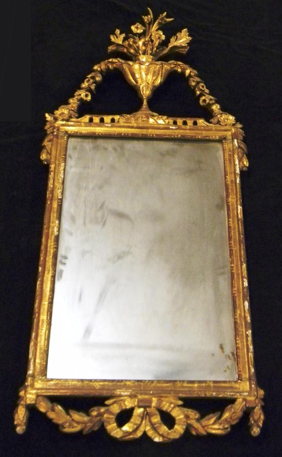 Appraisal: Georgian gilt wall mirror crest ornamented with large urn floral