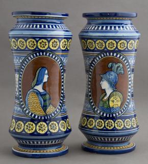 Appraisal: Pair of Continental Ceramic Waisted Vases early Pair of Continental