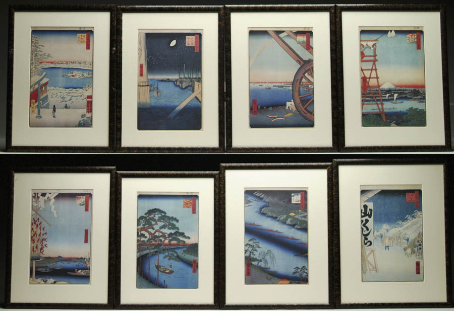 Appraisal: SET OF EIGHT FRAMED JAPANESE WOODBLOCK PRINTS Identically housed in