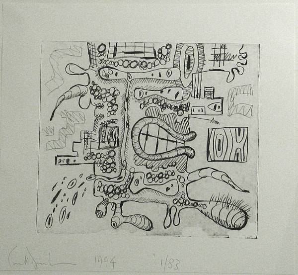 Appraisal: Carroll Dunham American born Untitled Abstract Composition Lithograph printed on