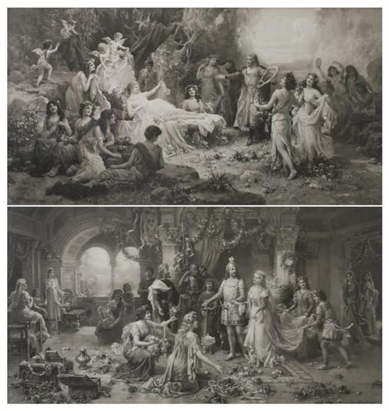 Appraisal: AFTER EMANUEL OBERHAUSER Austrian - Tannhauser and Lohengrin Lithographs Framed