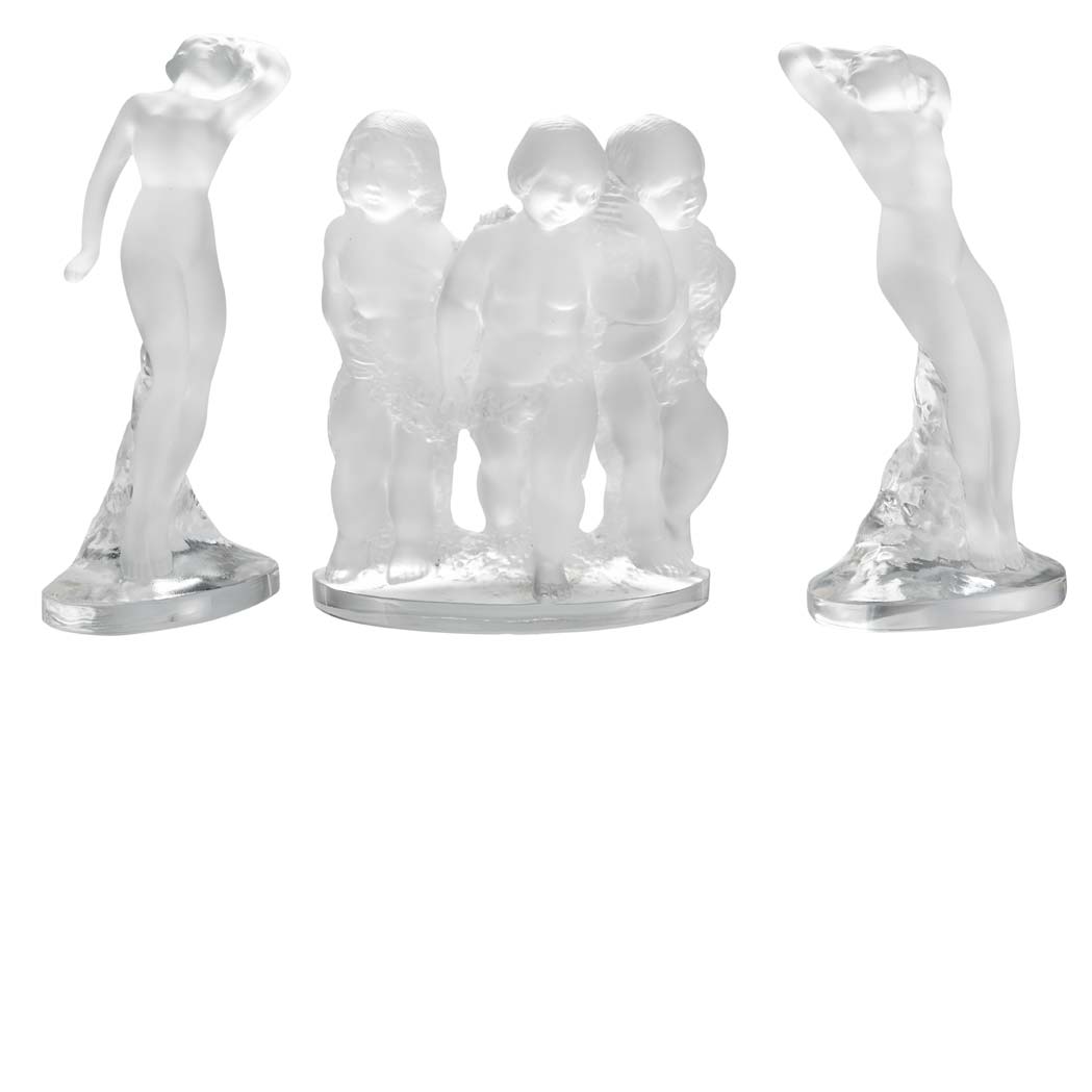 Appraisal: Group of Lalique Molded Glass Articles Modern Comprising a figural