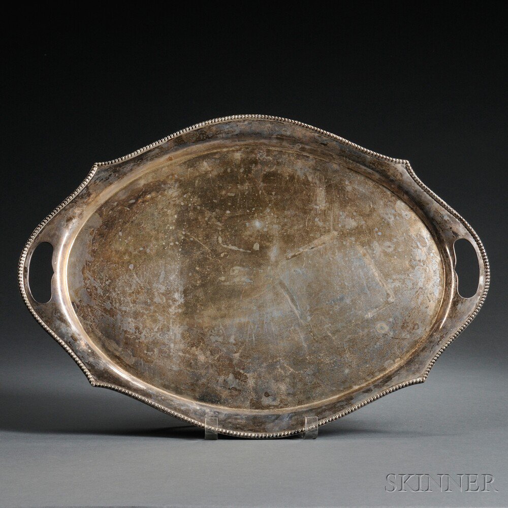 Appraisal: Sterling Silver Tray possibly South America mid- th century ovoid