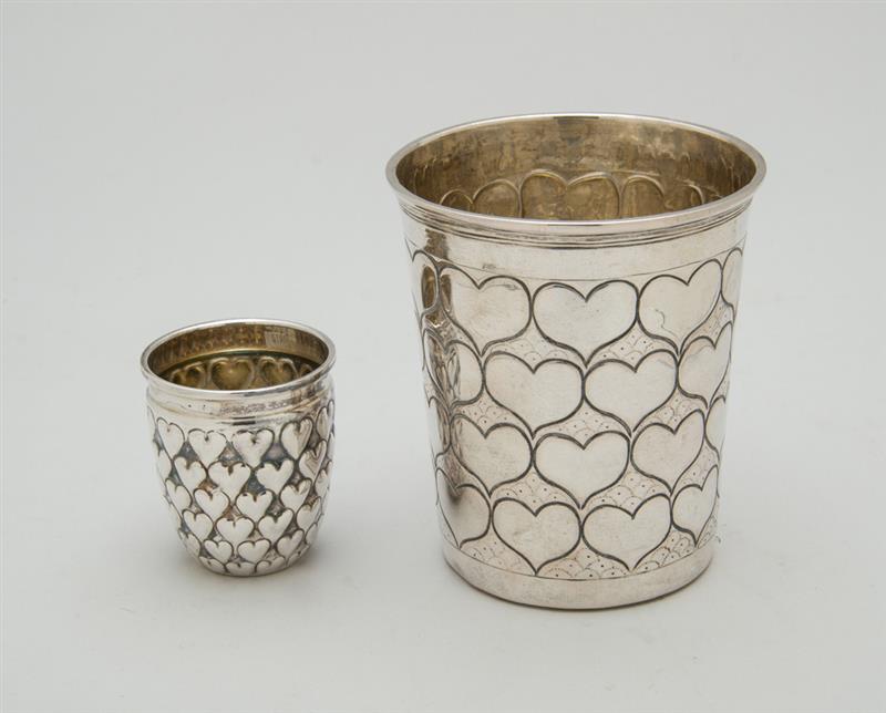 Appraisal: RUSSIAN SILVER CUP AND A MODERN SILVER MINIATURE CUP The