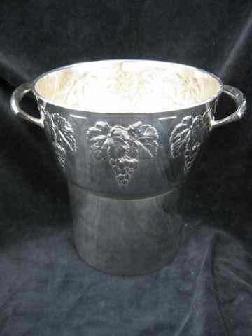 Appraisal: Fine European Silverplate Wine Cooler grape vine decor handled ''