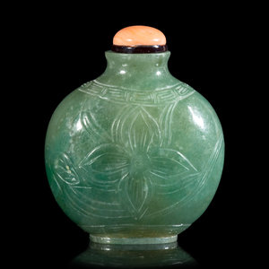 Appraisal: A Chinese Carved Jadeite Snuff Bottle LATE TH TH CENTURY