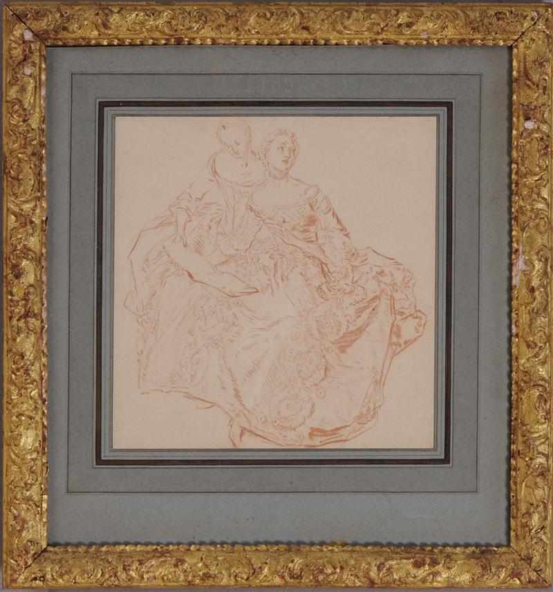 Appraisal: FRENCH SCHOOL TWO DRAWINGS OF WOMEN Red chalk on paper