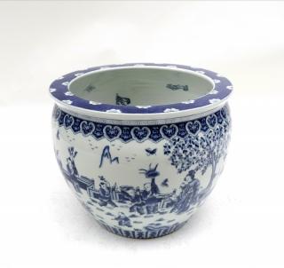 Appraisal: Blue and White Asian Style Planter Blue and white Asian