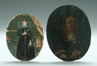 Appraisal: Two early miniature portraits M Stuart full portrait of Mary