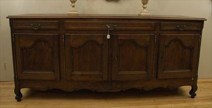 Appraisal: Large Louis XV-Style Oak Four-Door Serving Cabinet