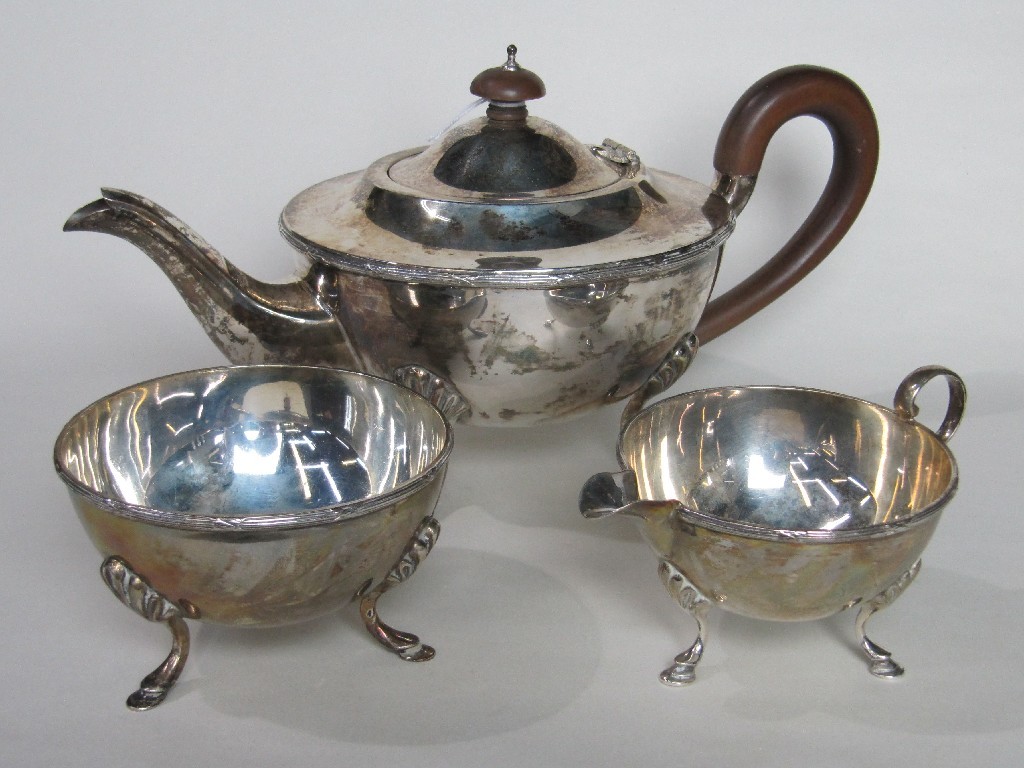 Appraisal: Three piece silver tea service Birmingham