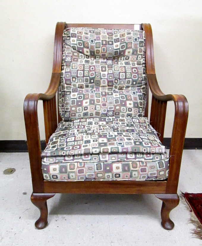 Appraisal: QUEEN ANNE EMPIRE TRANSITIONAL STYLE ARMCHAIR English early th century