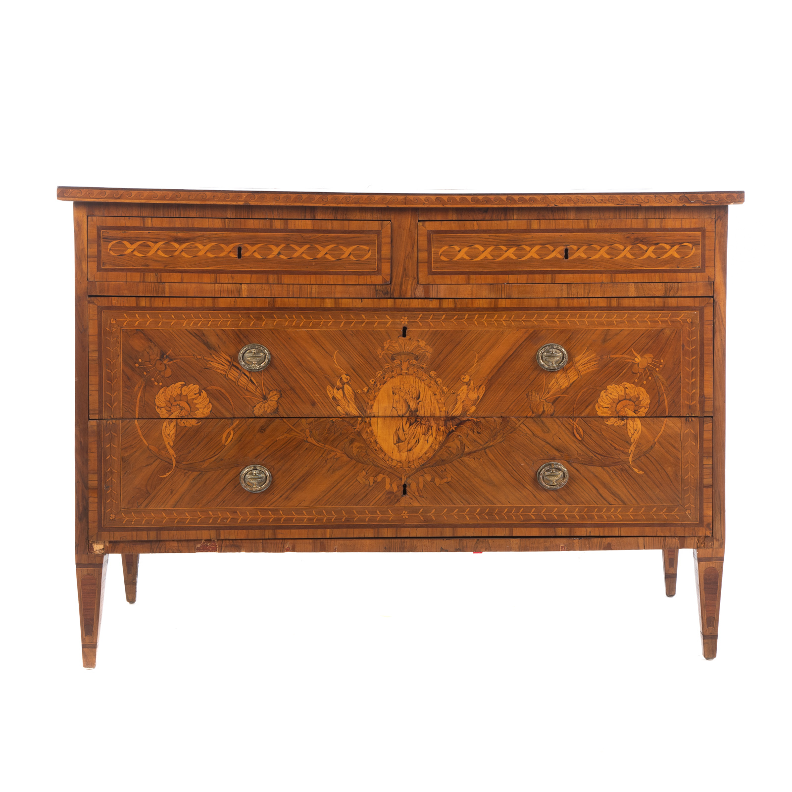 Appraisal: LOUIS XVI STYLE INLAID ITALIAN COMMODE th century with elaborate