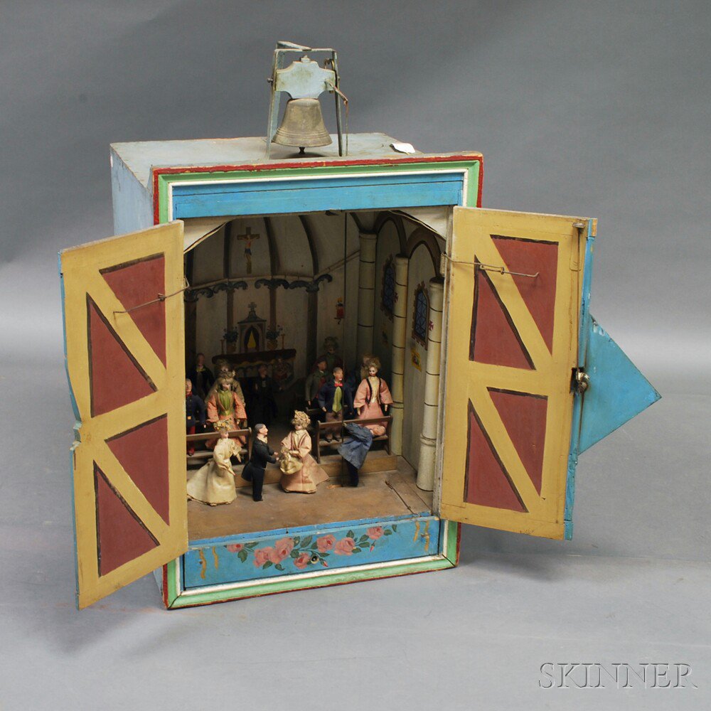 Appraisal: Early Automaton Mechanical Diorama Carnival Game with Original Jumeau Dolls