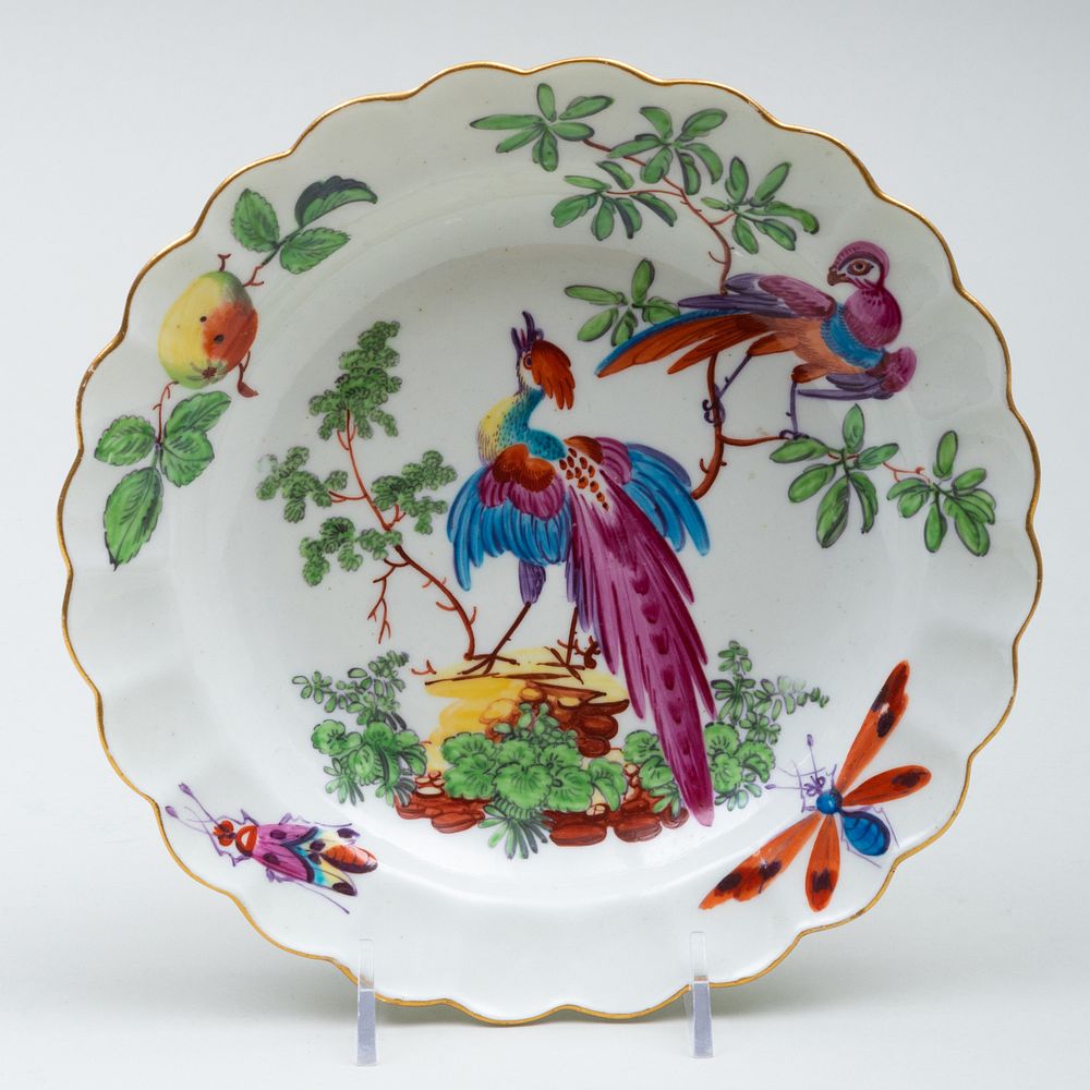 Appraisal: Small Chelsea Red Porcelain Plate Decorate with Fanciful Birds Red